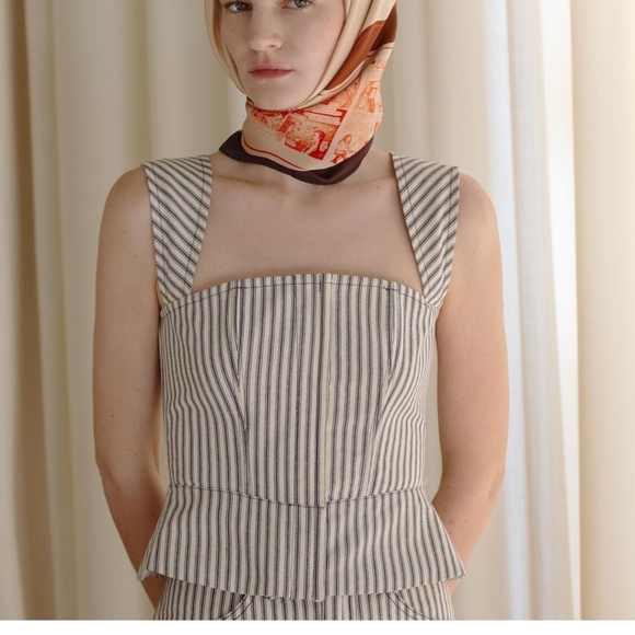 Grover Rad LA sustainable Maison Cleo level bespoke pinstriped corset top xxs - Picture 2 of 10
